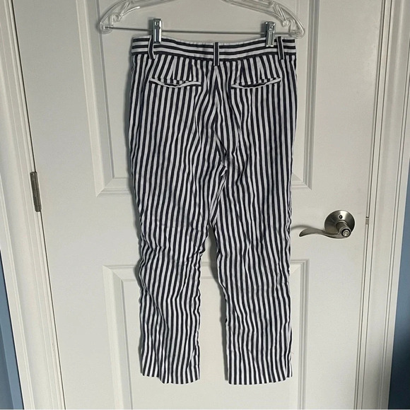 Theory Inza Striped Linen Blend Cropped Wide leg Pants 29040 - Picture 4 of 10